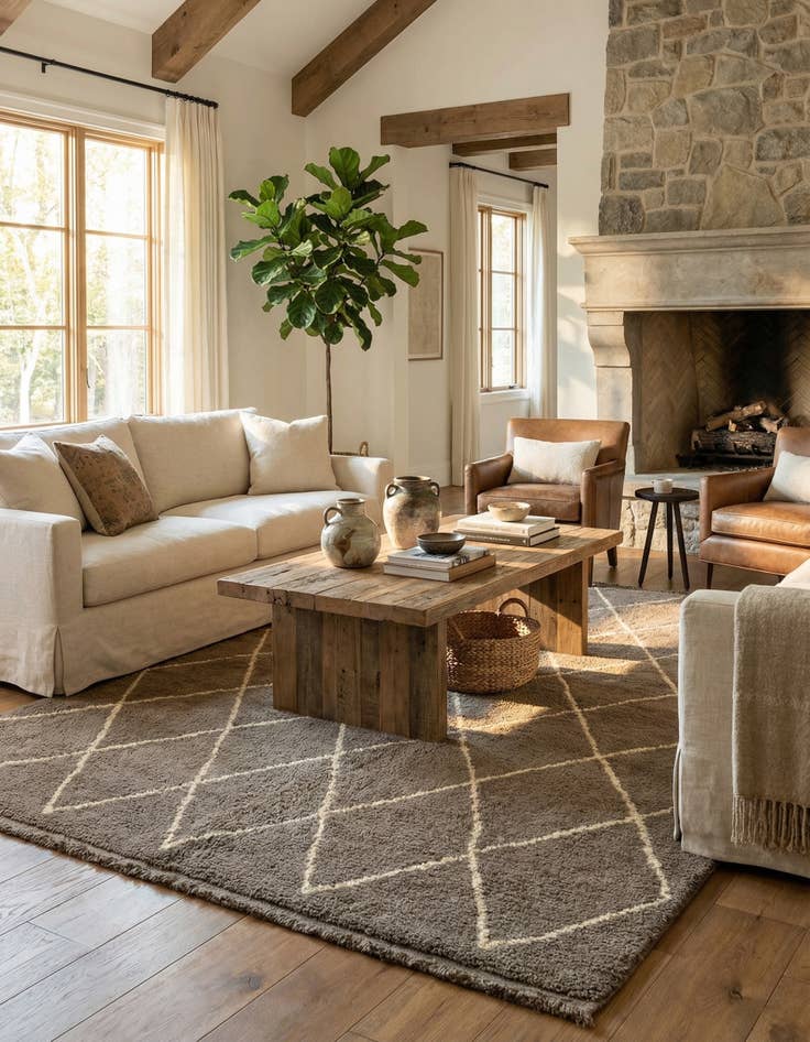 Detail image of  6' 10 x 9' 2  Hand Knotted Moroccan Wool Rug