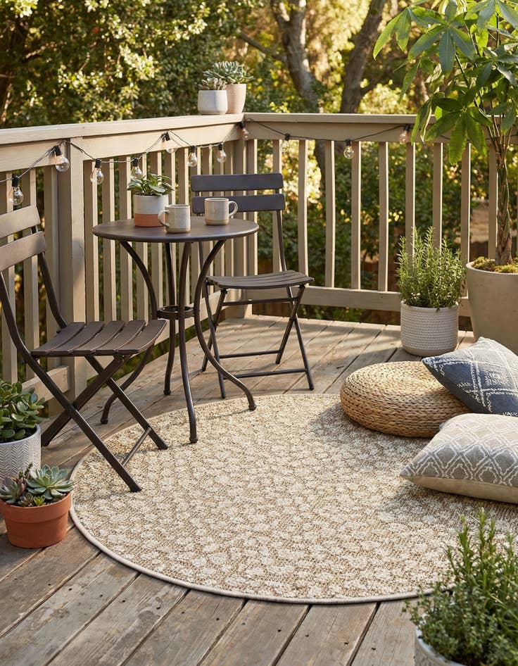 Detail image of 3' 1 x 3' 1  Washable Safari Indoor / Outdoor Round Rug