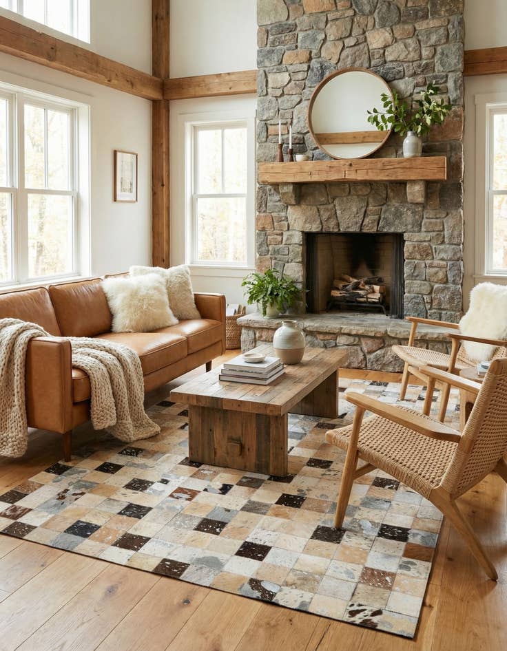 Detail image of  4' 1 x 6' Cowhide - Patchwork Rug