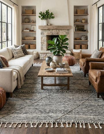 6' 4 x 9' 5 Hand Knotted Moroccan Wool Rug