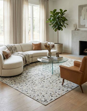 7' 10 x 9' 10 Cowhide Leather Rug