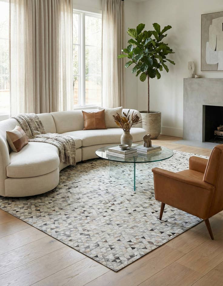 Detail image of 7' 10 x 9' 10 Cowhide Leather Rug