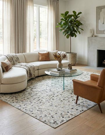 7' 10 x 9' 10 Cowhide Leather Rug