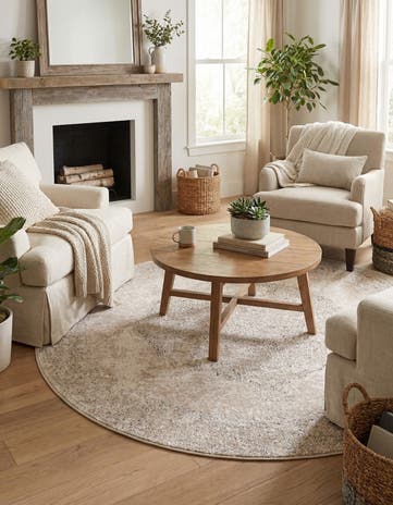 Ivory Oregon Round Rug