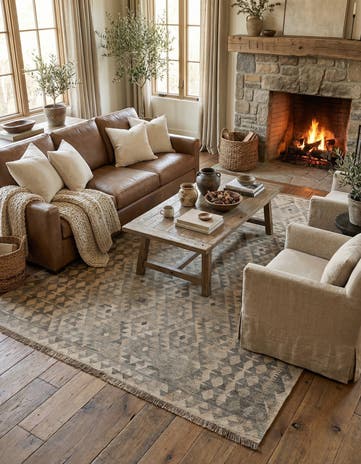 6' 1 x 8' Hand Woven Kilim Maymana Wool Rug