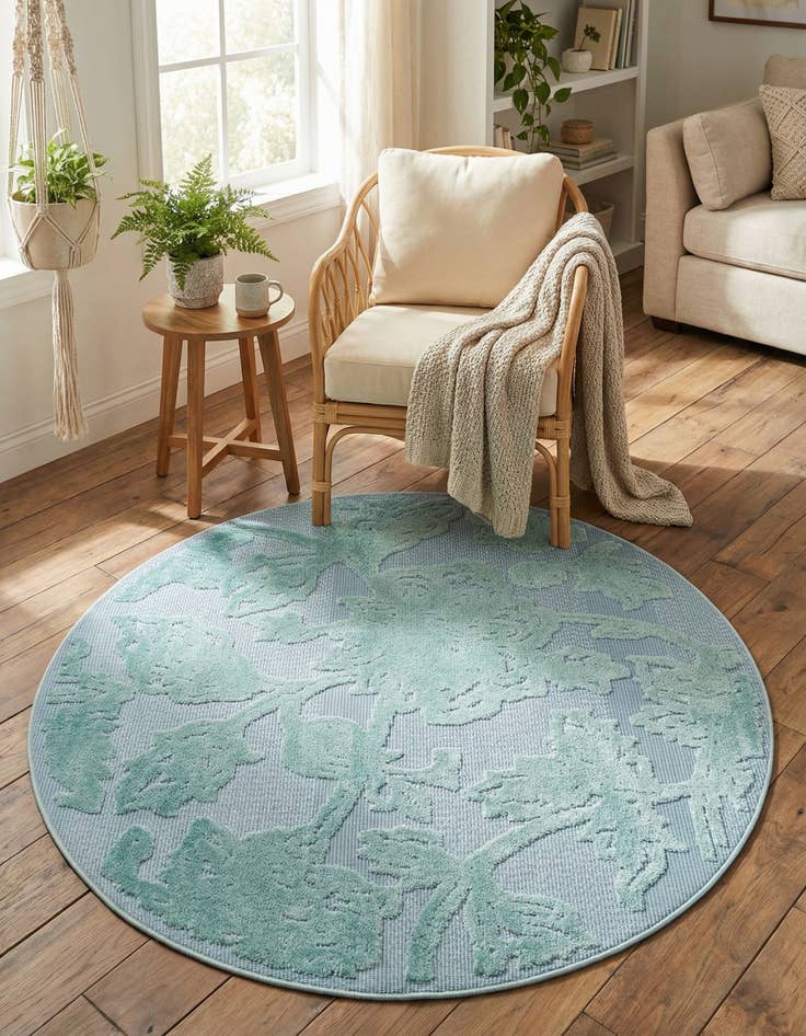 Detail image of 5' 3 x 5' 3 Easy-Clean Aruba Indoor / Outdoor Round Rug