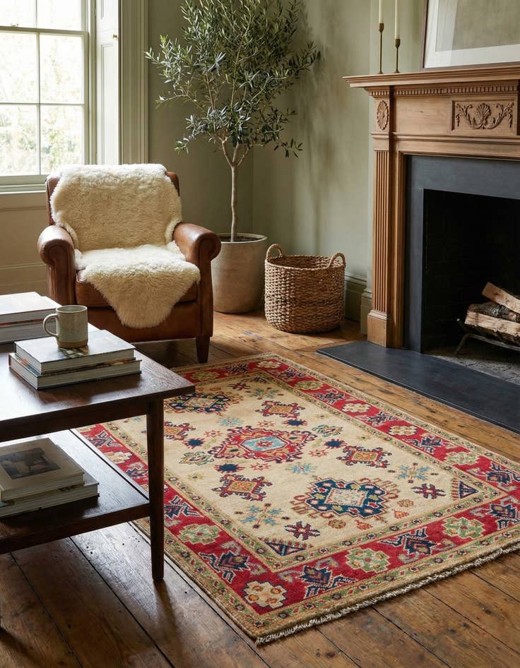 Detail image of 3' 5 x 5' 1  Hand Knotted Kazak Rug