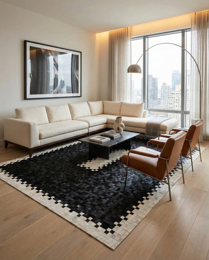 Detail image of 8' 1 x 9' 11 Cowhide Stocks Rug