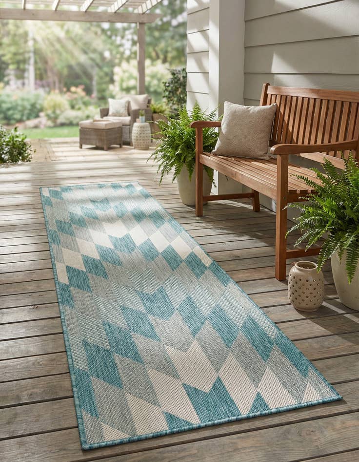 Detail image of 2' x 6'  Washable Modern Indoor / Outdoor Runner Rug