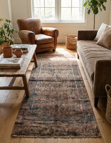 4' x 9' 3 Hand Knotted Ultra Vintage Persian Wool Runner Rug