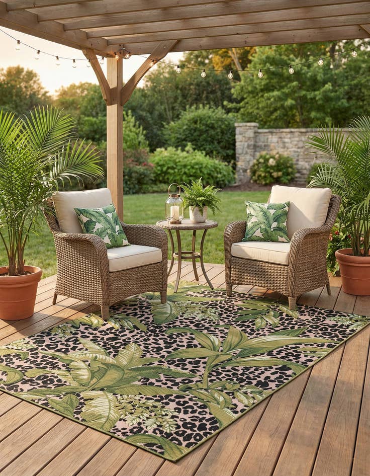 Detail image of 6' x 9' Easy-Clean Botanical Indoor / Outdoor Rug