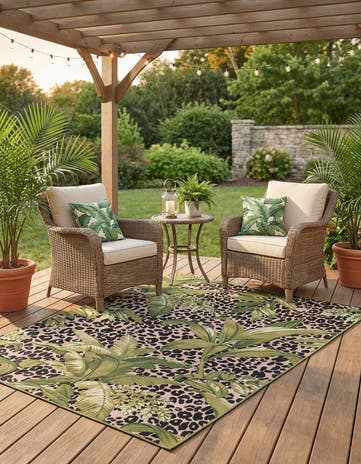 6' x 9' Easy-Clean Botanical Indoor / Outdoor Rug