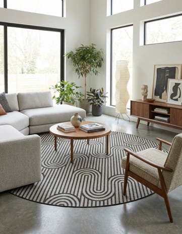 13' x 13' Easy-Clean Modern Indoor / Outdoor Round Rug