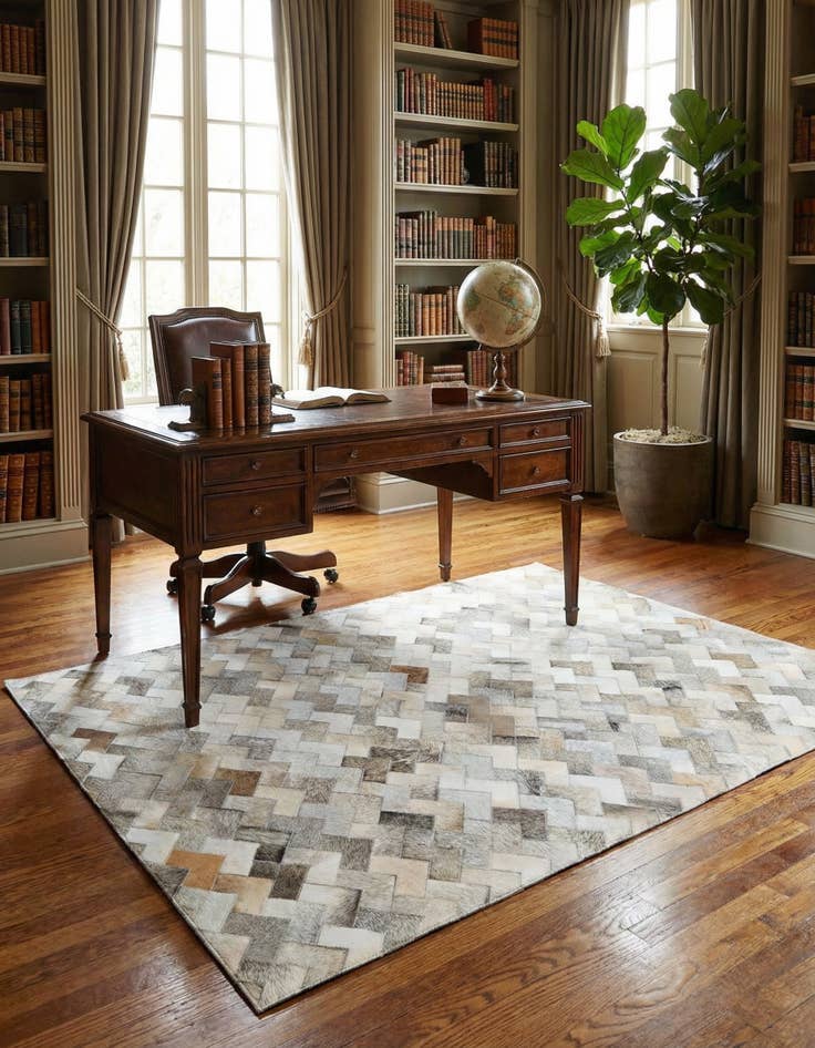 Detail image of 4' 1 x 6' Cowhide Stocks Rug