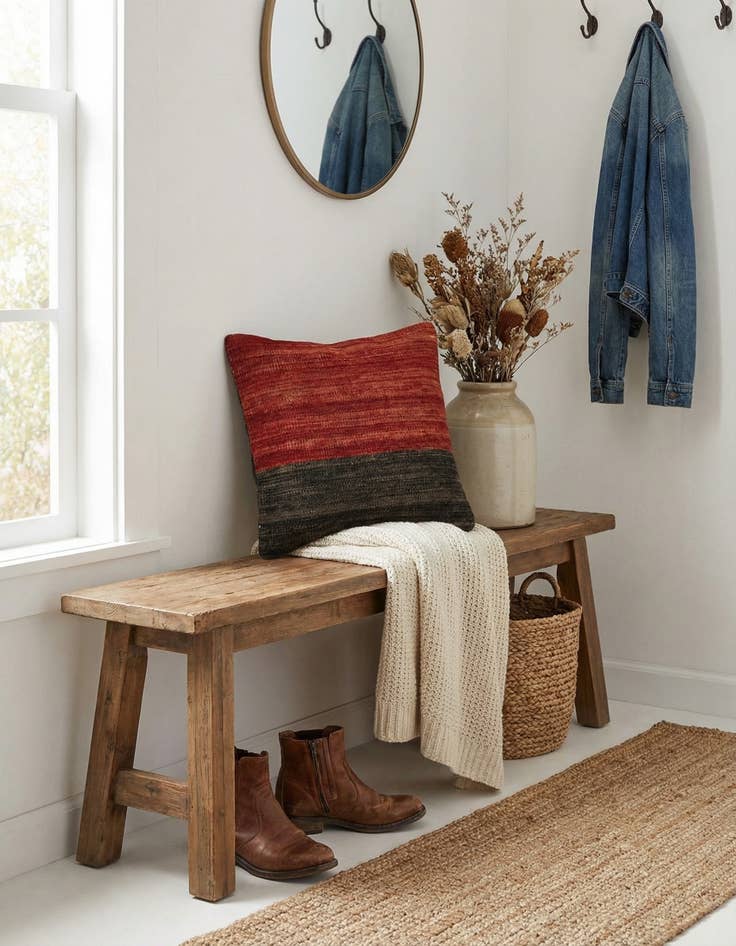 Detail image of  1' 5 x 1' 6  Hand Woven Pillow Wool Square Rug