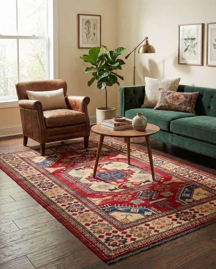 4' 2 x 5' 11 Hand Knotted Kazak Wool Rug