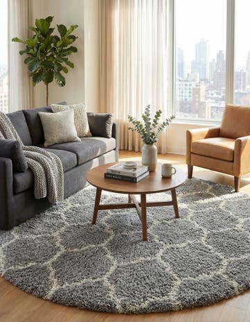 10' x 10' Lattice Shag Round Rug