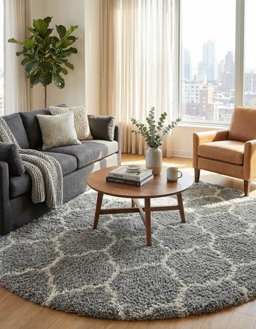 10' x 10' Lattice Shag Round Rug