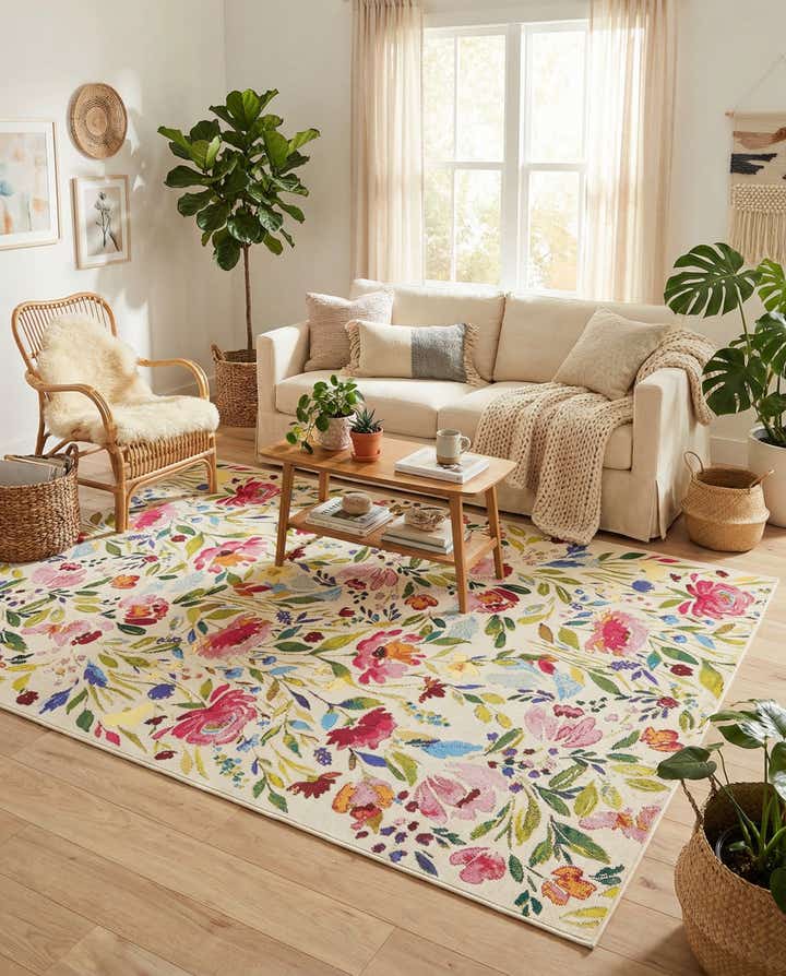 5' 3 x 8' Easy-Clean Botanical Indoor / Outdoor Rug
