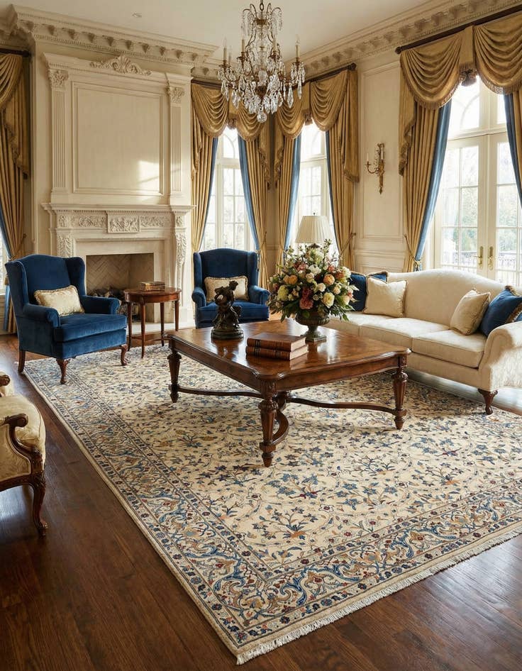 Detail image of  7' 3 x 10' 1 Kashan Wool Rug