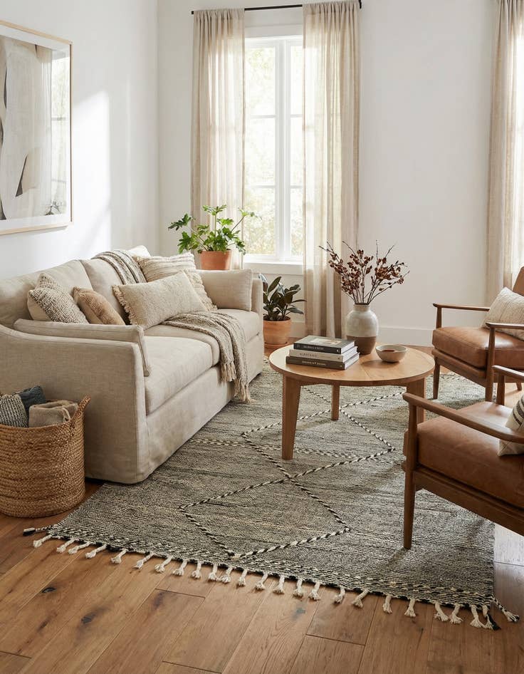 Detail image of 5' 6 x 8' 6  Hand Knotted Moroccan Wool Rug