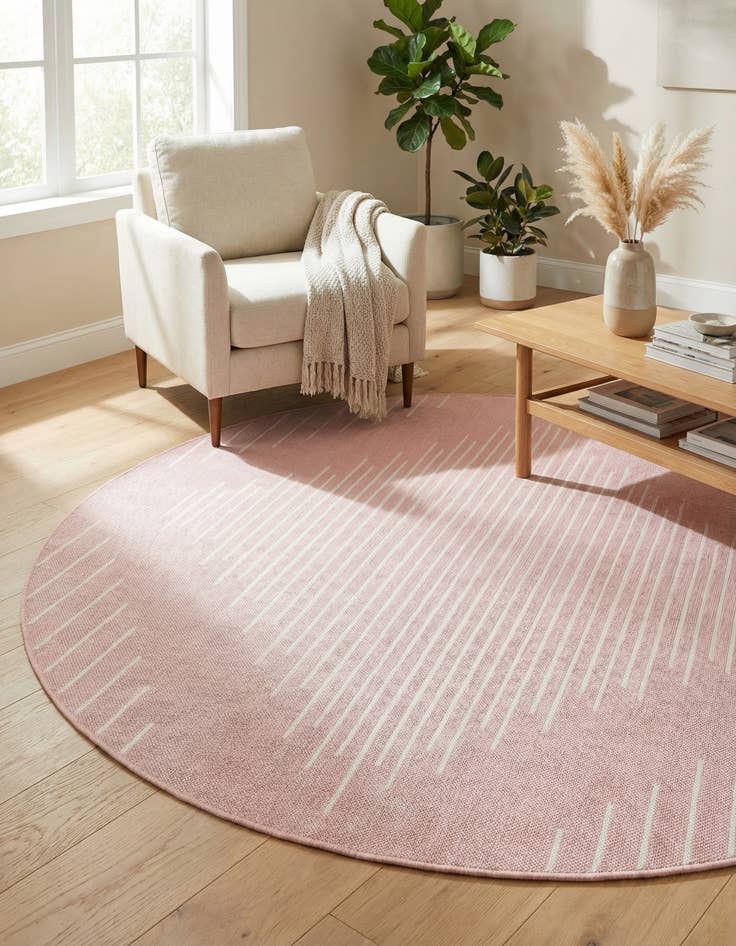 Detail image of 6' x 6'  Washable Modern Indoor / Outdoor Round Rug