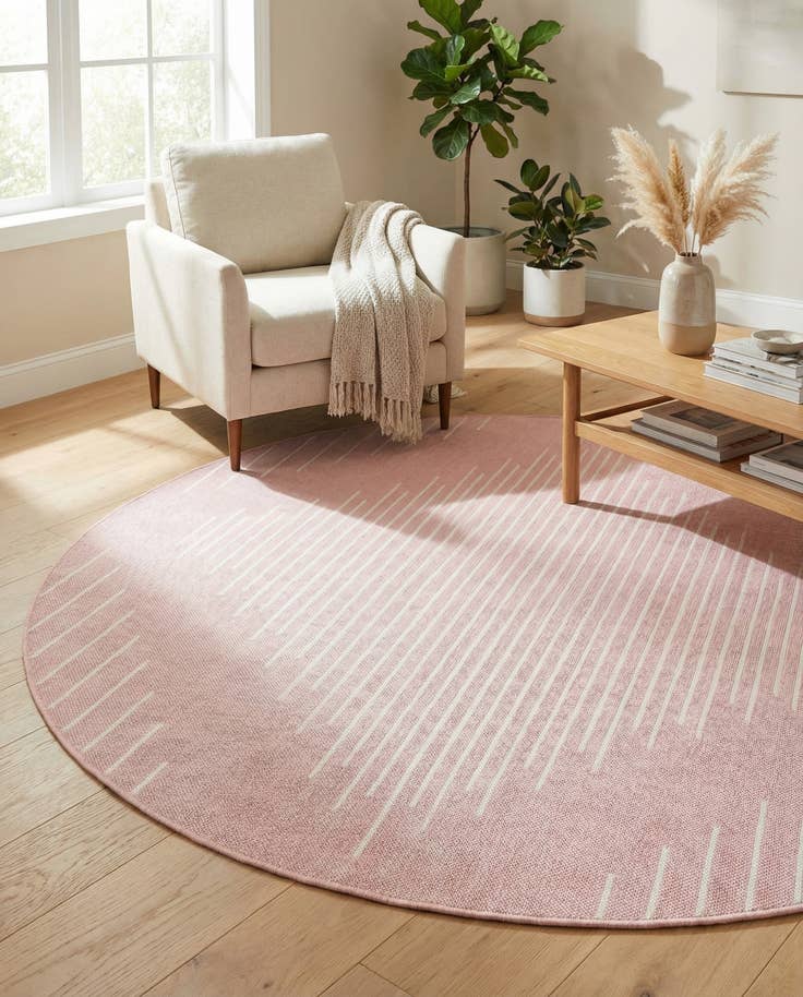 Detail image of 6' x 6' Easy-Clean Modern Indoor / Outdoor Round Rug
