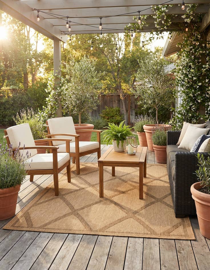 Detail image of 6' x 9'  Washable Trellis Indoor / Outdoor Rug