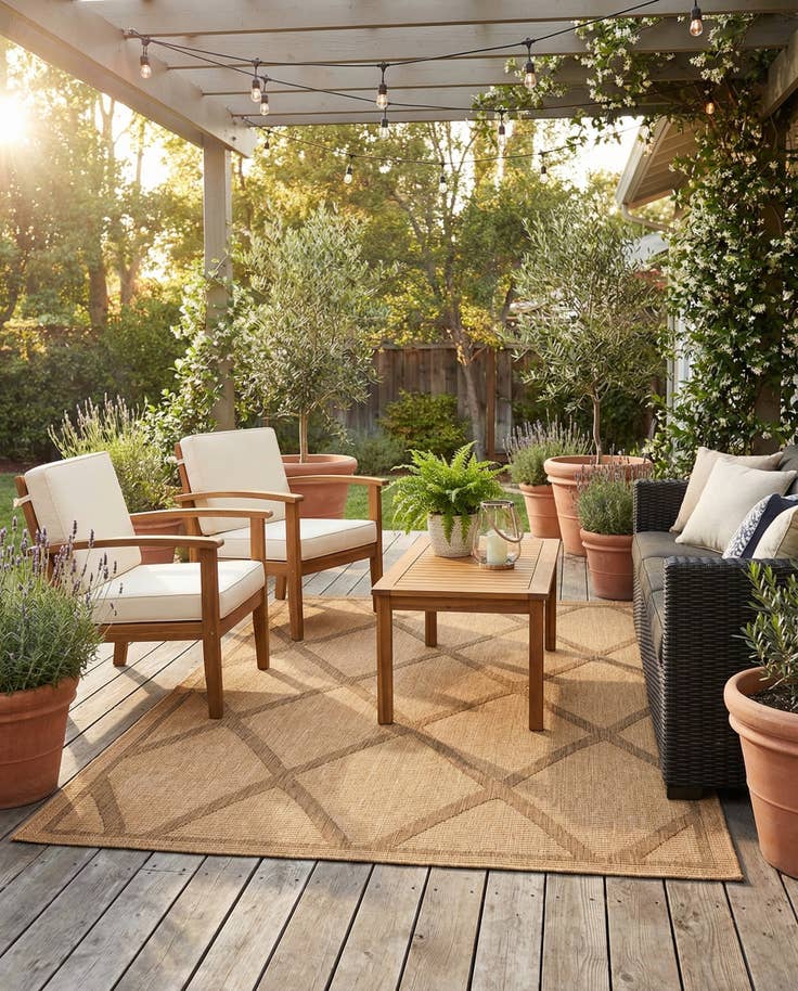 Detail image of 6' x 9' Easy-Clean Lattice Indoor / Outdoor Rug