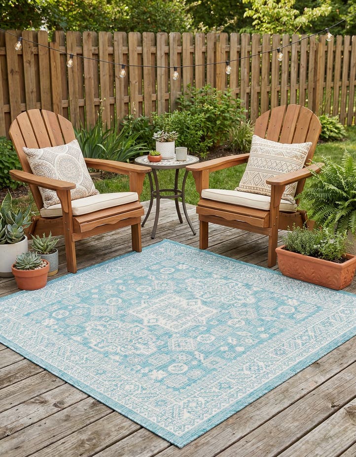 5' 3 x 5' 3 Easy-Clean Aztec Indoor / Outdoor ...