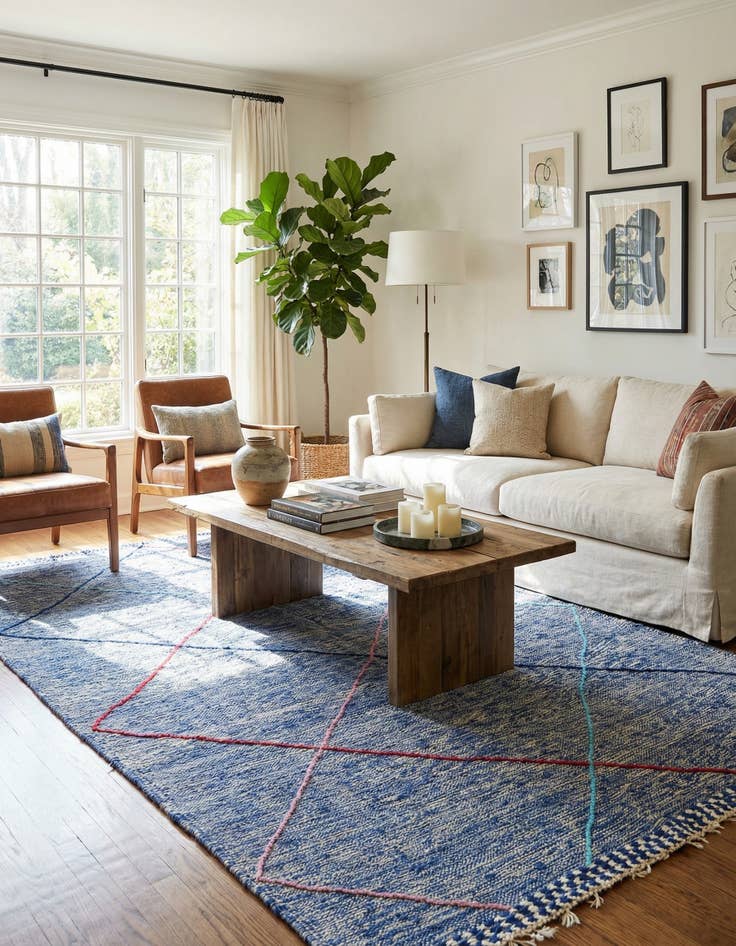 Detail image of  5' 2 x 9'  Hand Knotted Moroccan Wool Rug