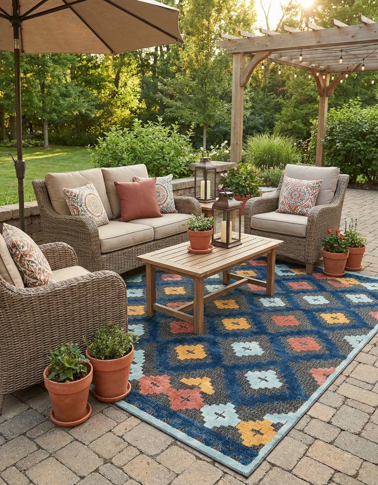 Detail image of 6' x 9'  Washable Belize Indoor / Outdoor Rug