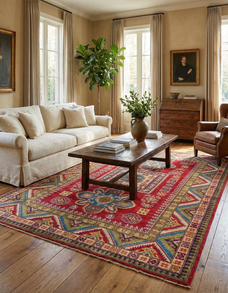 Detail image of 4' 10 x 7' 1  Hand Knotted Kazak Rug