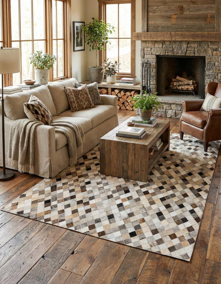 Detail image of  3' 11 x 6' 3 Cowhide Stocks Rug