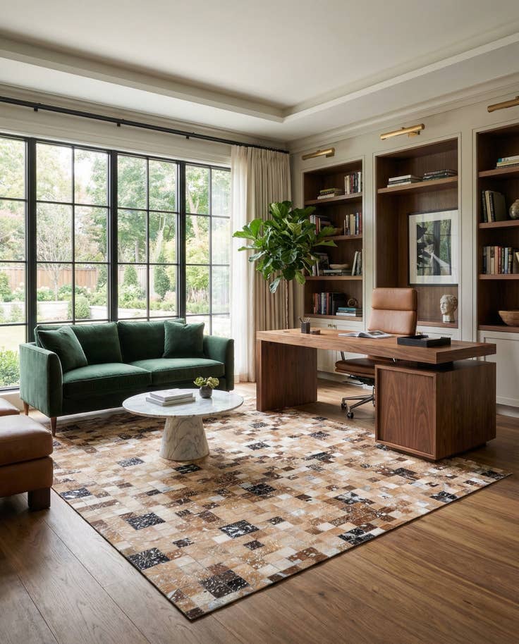 Detail image of 5' 2 x 7' 6 Cowhide Stocks Rug