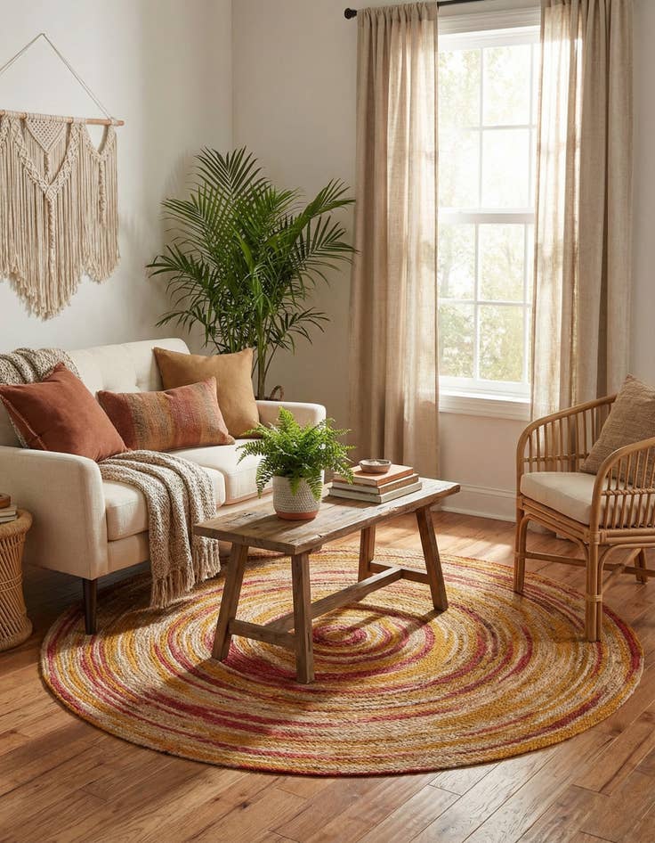 Detail image of  5' 1 x 5' 1  Hand Braided Jute Round Rug