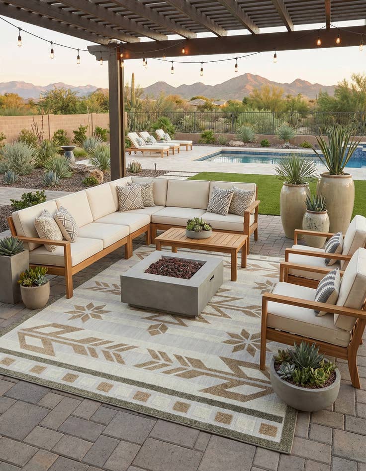 Detail image of 9' x 12'  Washable Modern Indoor / Outdoor Rug