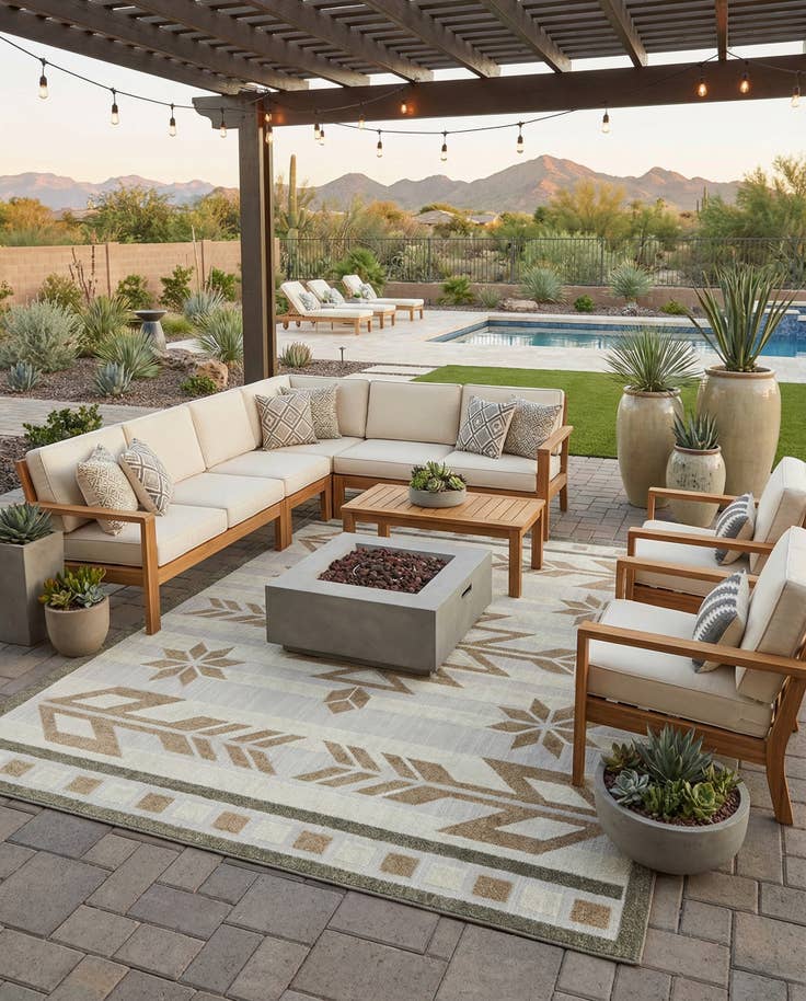 Detail image of 9' x 12' Easy-Clean Modern Indoor / Outdoor Rug
