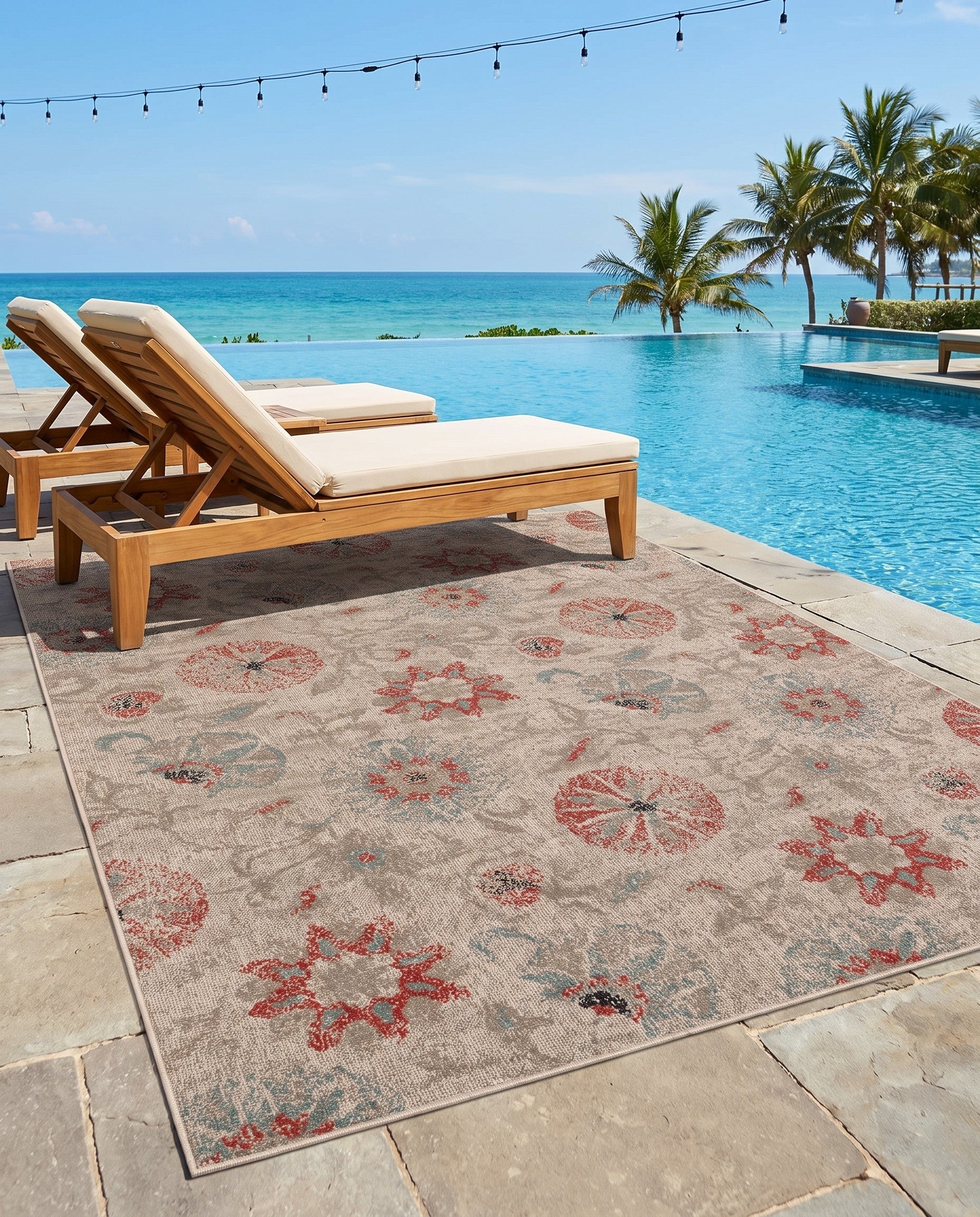 7' 10 x 10' Easy-Clean Botanical Indoor / Outdoor Rug
