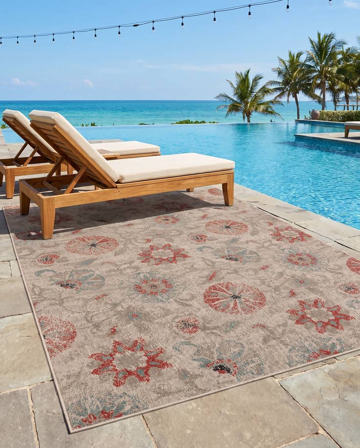 Detail image of 7' 10 x 10' Easy-Clean Botanical Indoor / Outdoor Rug