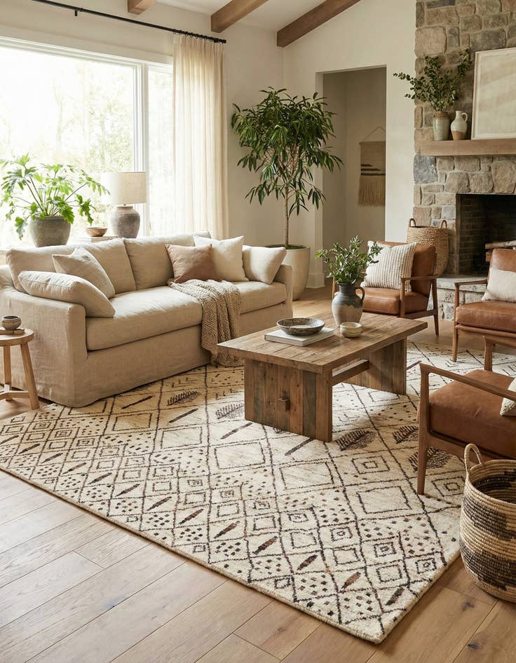 Detail image of  8' 6 x 9' 5  Hand Knotted Moroccan Wool Rug