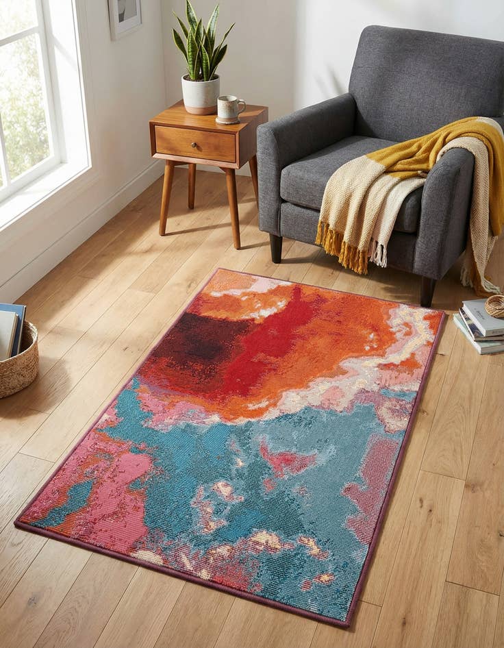 Detail image of  2' x 3' 1  Washable Modern Indoor / Outdoor Rug