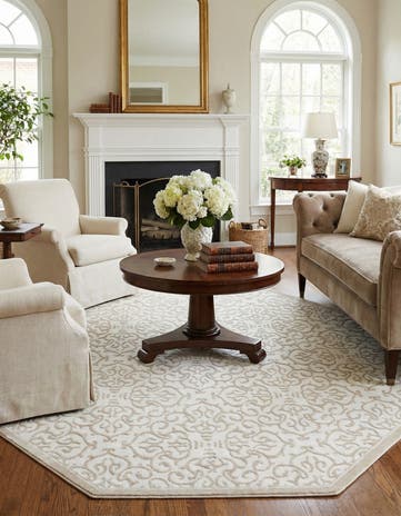 Snow White Nepal Octagon Rug