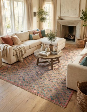 6' 10 x 9' 8 Hand Woven Kilim Modern Wool Rug