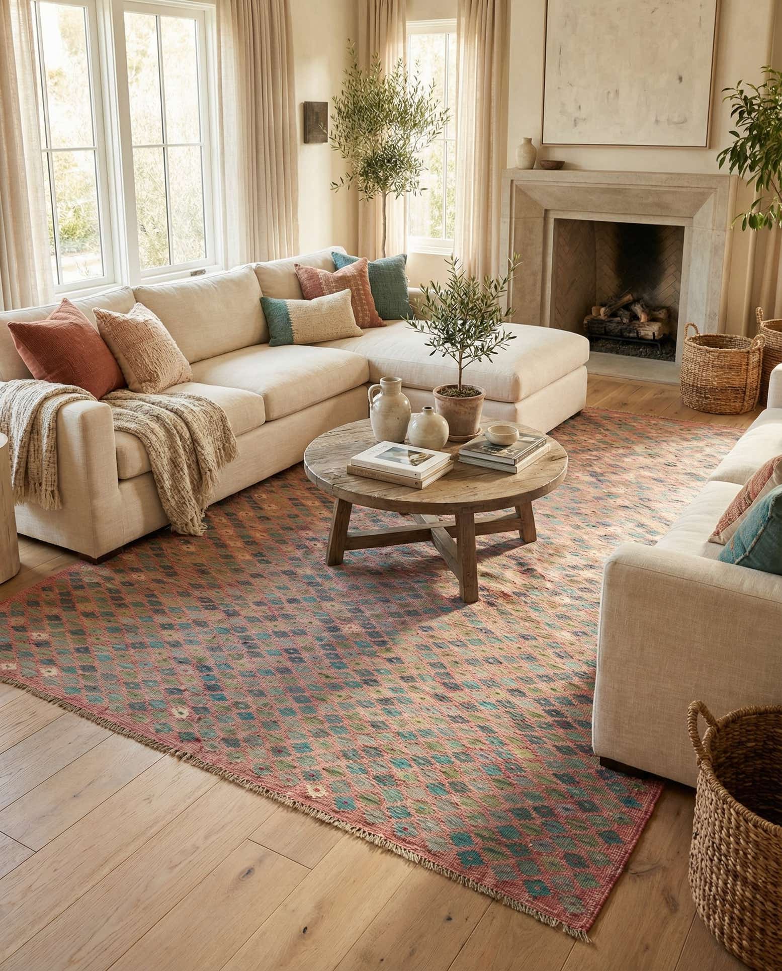 6' 10 x 9' 8 Hand Woven Kilim Modern Wool Rug