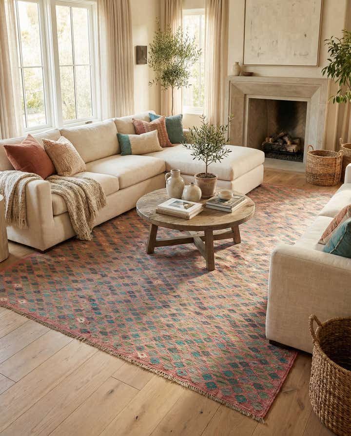 6' 10 x 9' 8 Hand Woven Kilim Modern Wool Rug