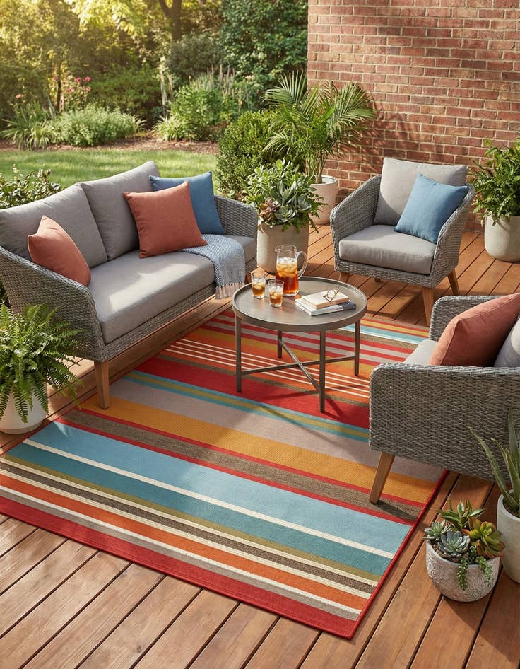 Detail image of 4' x 6'  Washable Modern Indoor / Outdoor Rug