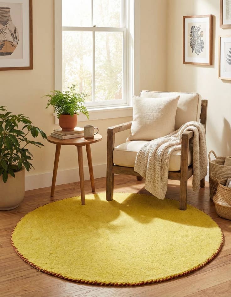 Detail image of  2' 4 x 2' 4 Solid Gabbeh Wool Round Rug