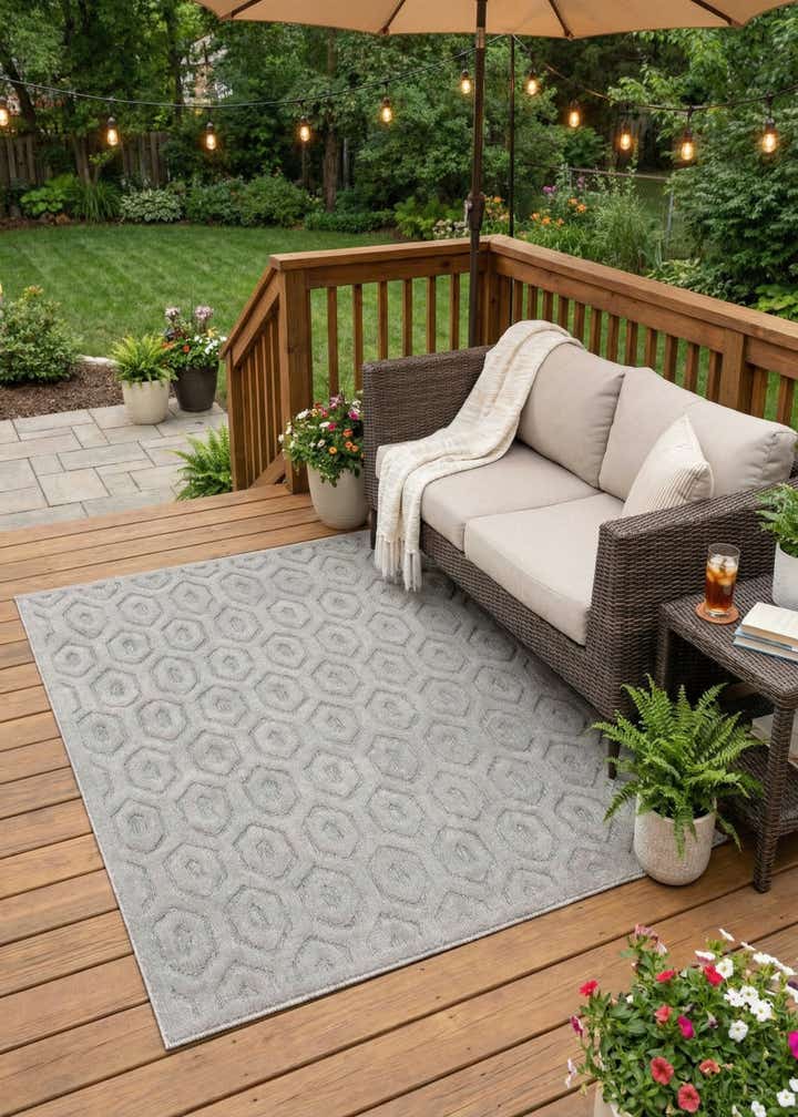 4' x 6' Easy-Clean Trellis Textured Indoor / Outdoor Rug