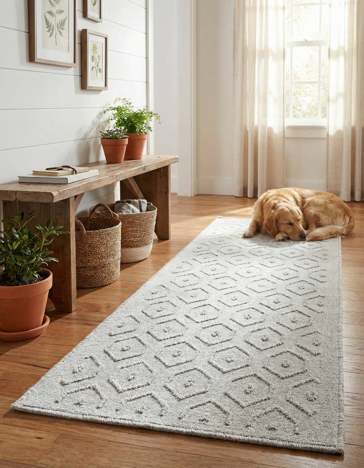 Detail image of 2' x 6' Easy-Clean Trellis Textured Indoor / Outdoor Runner Rug